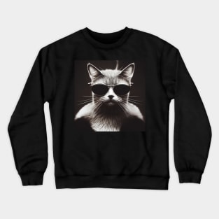 The Cat Came Back - A Portrait Cool Cat in Black Sunglasses Crewneck Sweatshirt